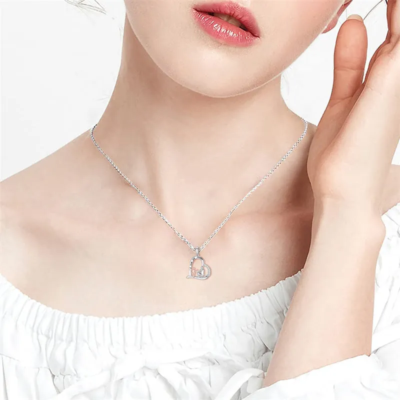 925 Sterling Silver Father Daughter Heart Pendant Necklace from Dad I Love You Forever Jewelry