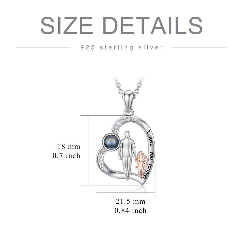 925 Sterling Silver Father Daughter Heart Pendant Necklace from Dad I Love You Forever Jewelry