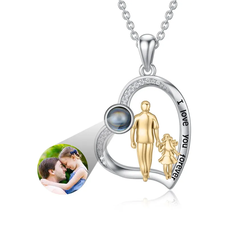 925 Sterling Silver Father Daughter Heart Pendant Necklace from Dad I Love You Forever Jewelry