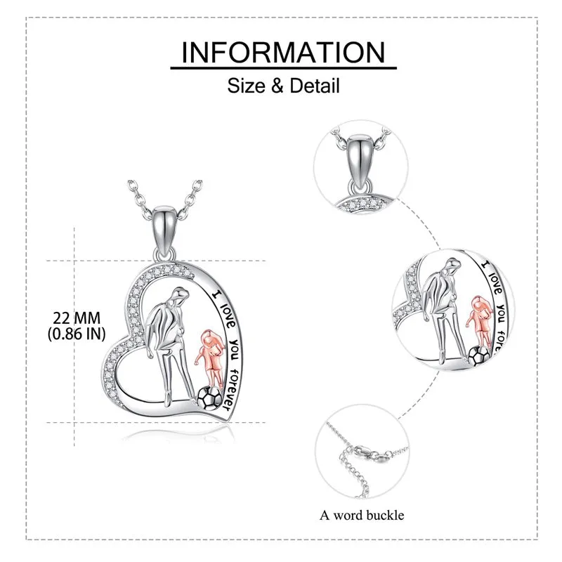 925 Sterling Silver Father Daughter Heart Pendant Necklace from Dad I Love You Forever Jewelry