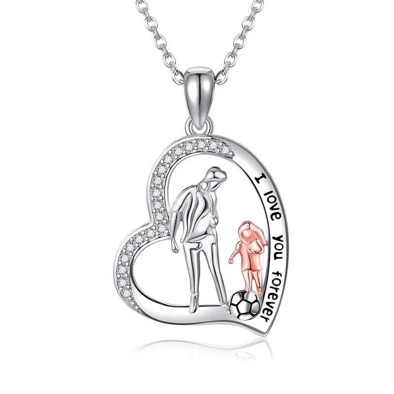 925 Sterling Silver Father Daughter Heart Pendant Necklace from Dad I Love You Forever Jewelry