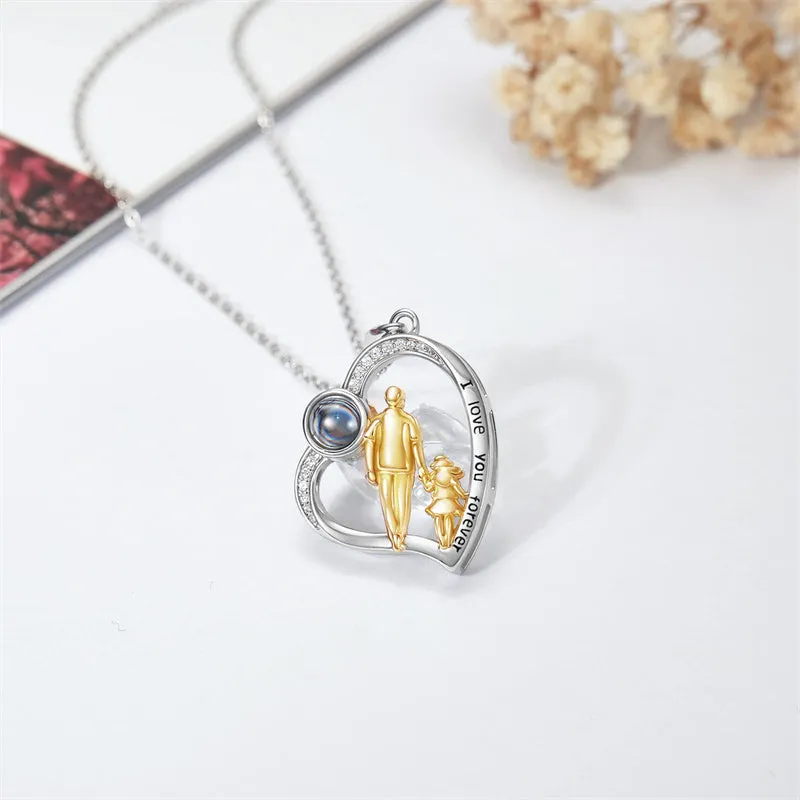 925 Sterling Silver Father Daughter Heart Pendant Necklace from Dad I Love You Forever Jewelry