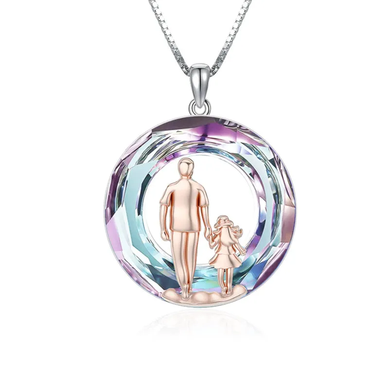 925 Sterling Silver Father Daughter Heart Pendant Necklace from Dad I Love You Forever Jewelry