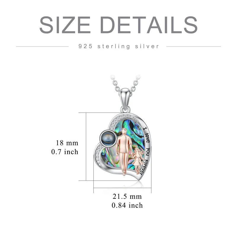 925 Sterling Silver Father Daughter Heart Pendant Necklace from Dad I Love You Forever Jewelry