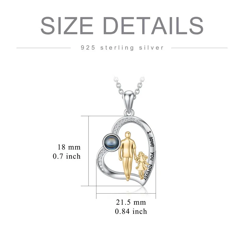 925 Sterling Silver Father Daughter Heart Pendant Necklace from Dad I Love You Forever Jewelry