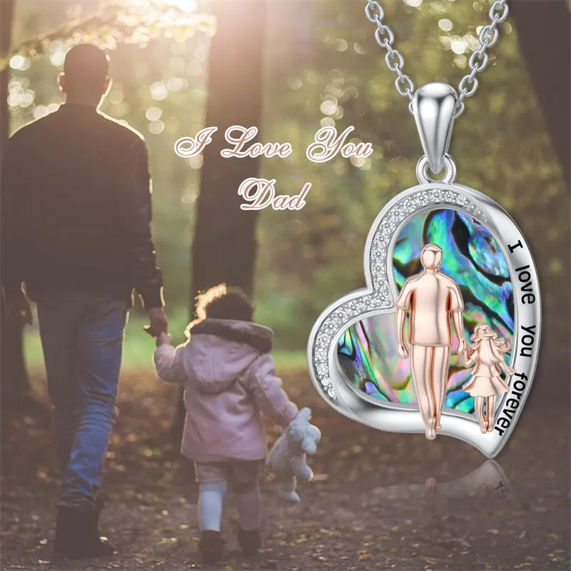 925 Sterling Silver Father Daughter Heart Pendant Necklace from Dad I Love You Forever Jewelry