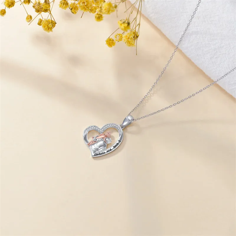925 Sterling Silver Father Daughter Heart Pendant Necklace from Dad I Love You Forever Jewelry