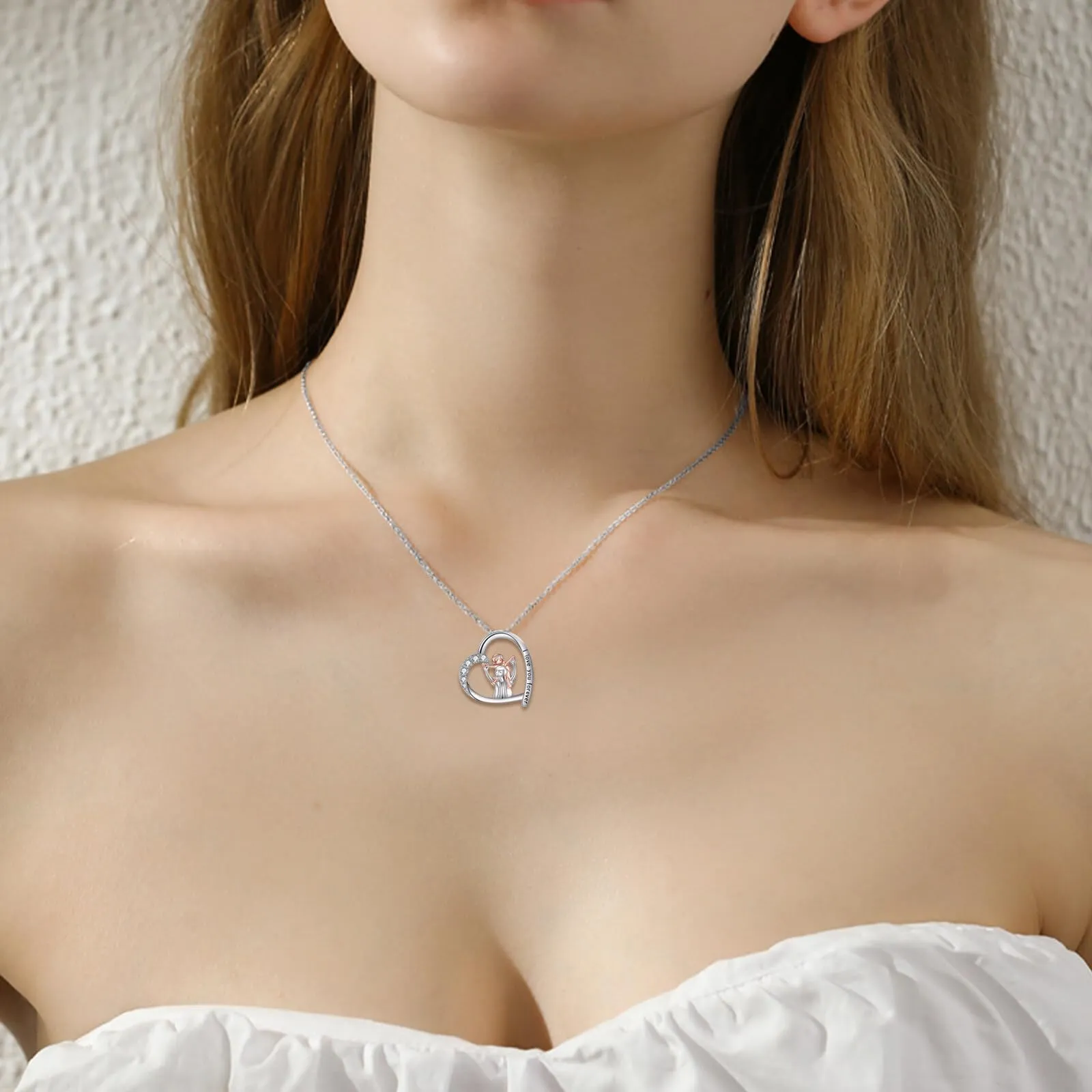 925 Sterling Silver Father Daughter Heart Pendant Necklace from Dad I Love You Forever Jewelry
