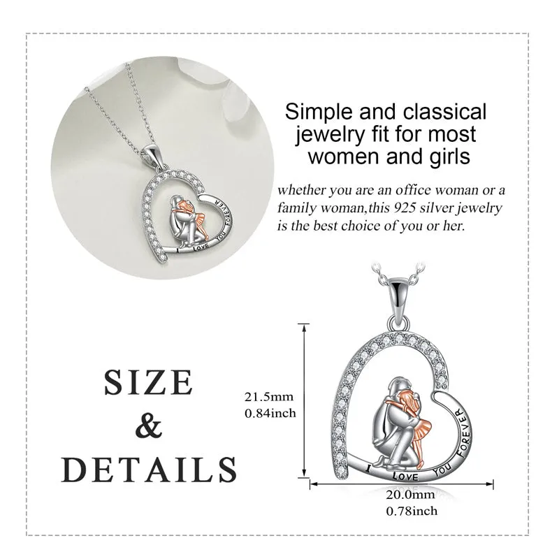 925 Sterling Silver Father Daughter Heart Pendant Necklace from Dad I Love You Forever Jewelry