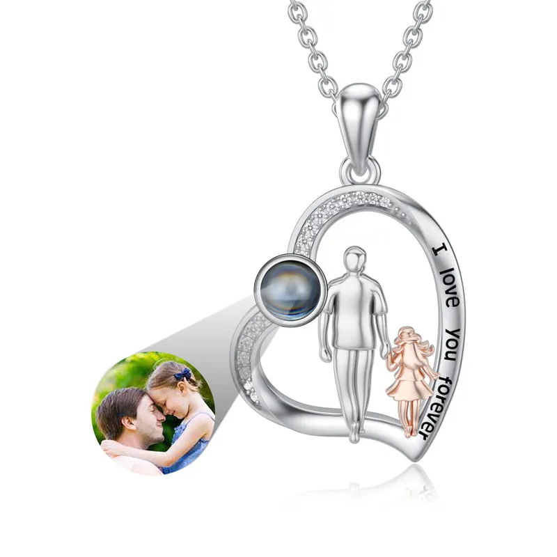 925 Sterling Silver Father Daughter Heart Pendant Necklace from Dad I Love You Forever Jewelry