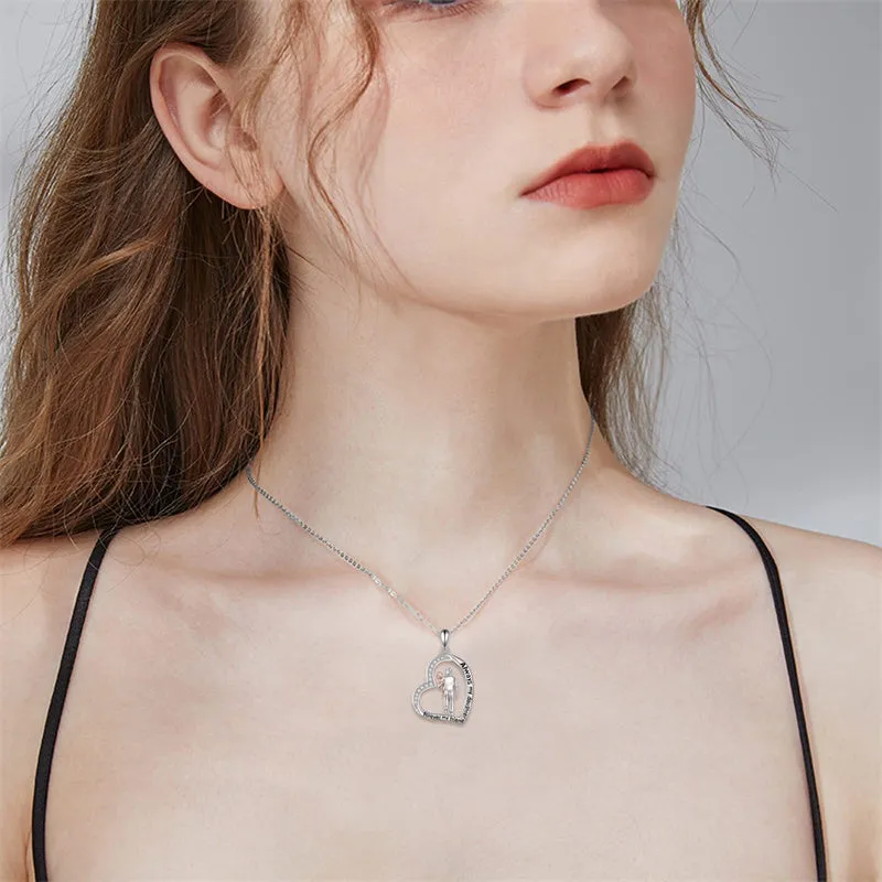 925 Sterling Silver Father Daughter Heart Pendant Necklace from Dad I Love You Forever Jewelry