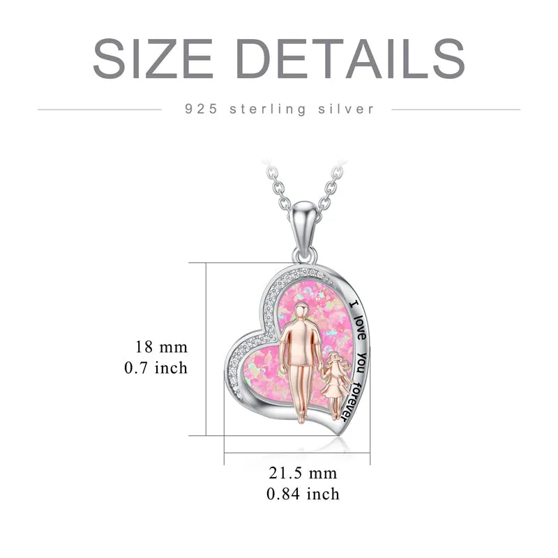 925 Sterling Silver Father Daughter Heart Pendant Necklace from Dad I Love You Forever Jewelry
