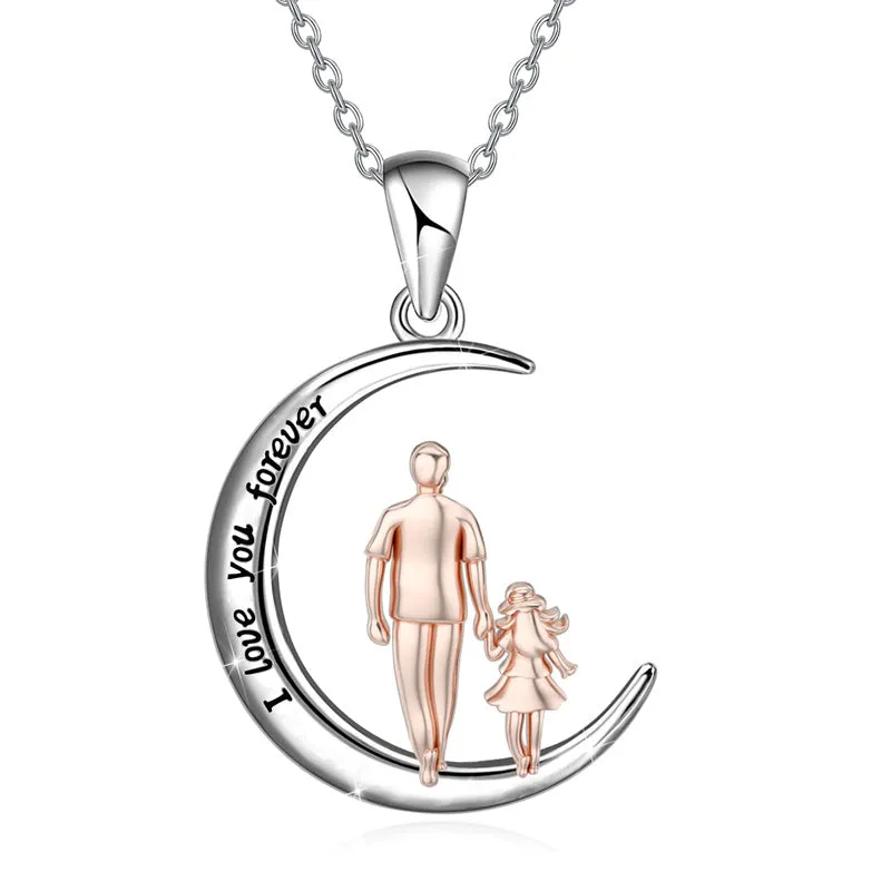 925 Sterling Silver Father Daughter Heart Pendant Necklace from Dad I Love You Forever Jewelry