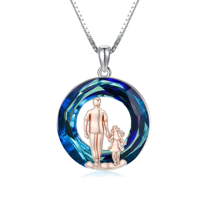 925 Sterling Silver Father Daughter Heart Pendant Necklace from Dad I Love You Forever Jewelry