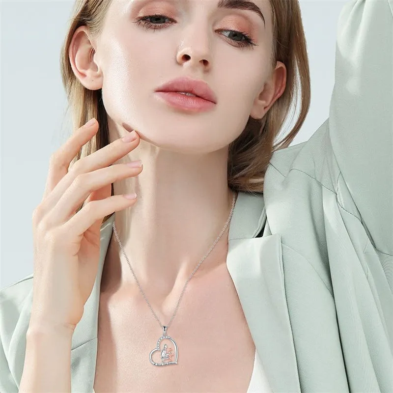 925 Sterling Silver Father Daughter Heart Pendant Necklace from Dad I Love You Forever Jewelry