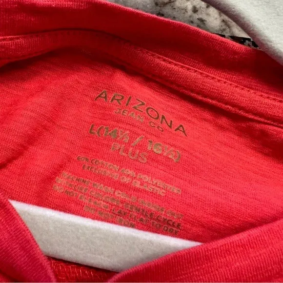 Arizona Jean Co Coral Red Ruffle Sleeve Top Girls Size Large