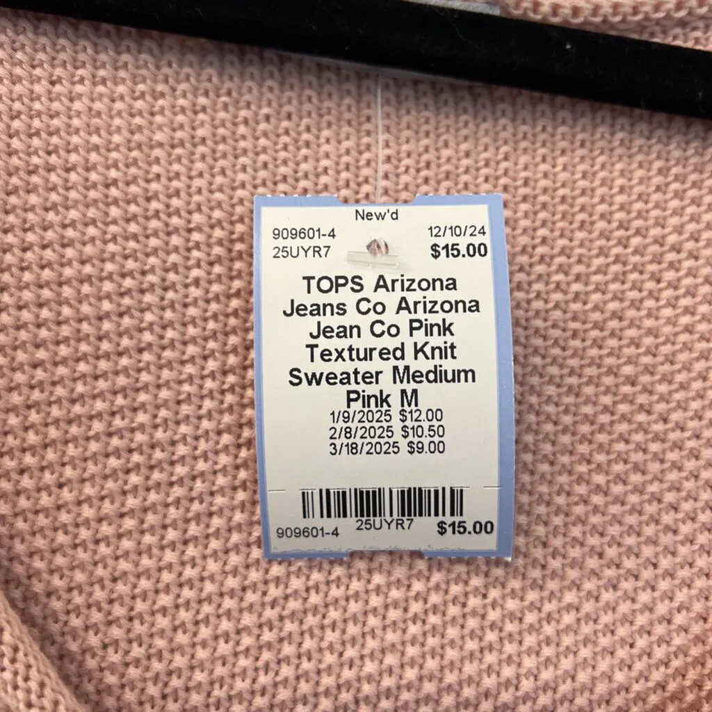 Arizona Jean Co Pink Textured Knit Sweater Medium