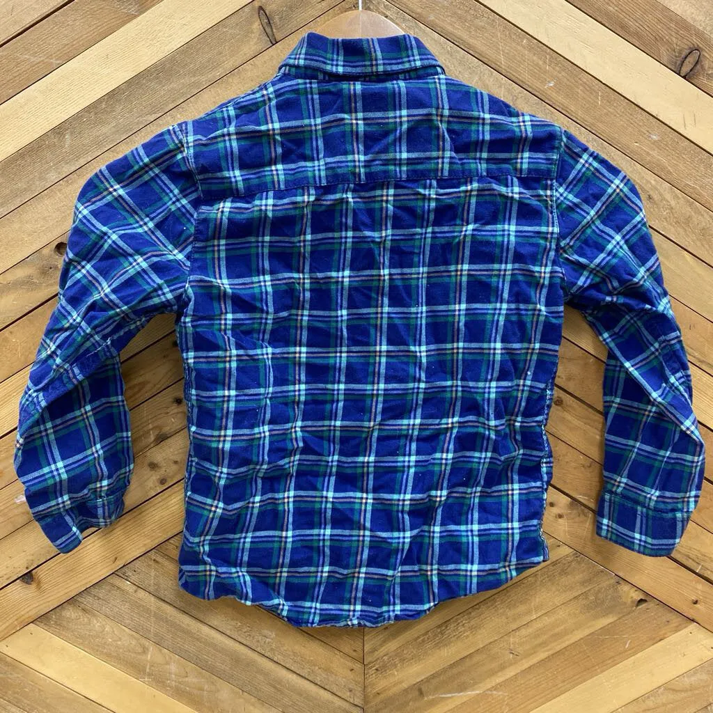 Arizona Jean Co. Plaid Button-Up Shirt: Yellow, Gray-children-small