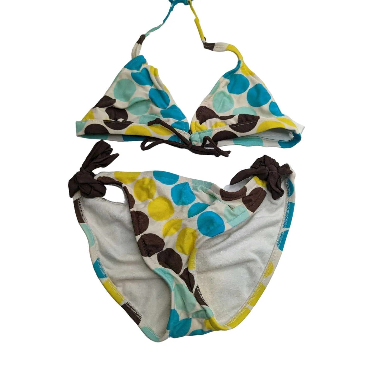 Arizona Jean Co Womens Sz S/M Bikini Swimsuit Set Polka Dot Blue