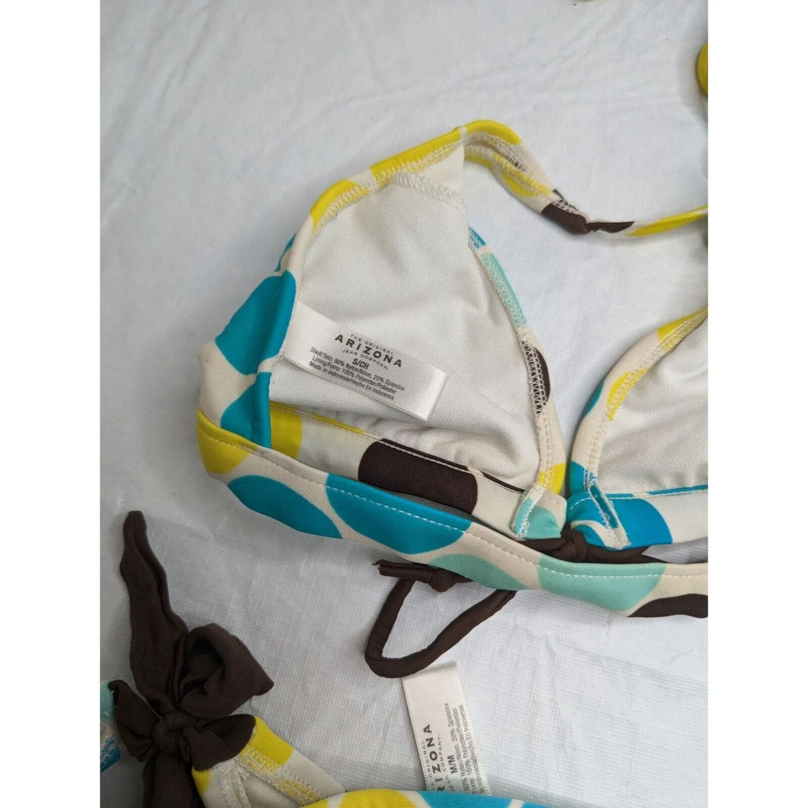 Arizona Jean Co Womens Sz S/M Bikini Swimsuit Set Polka Dot Blue