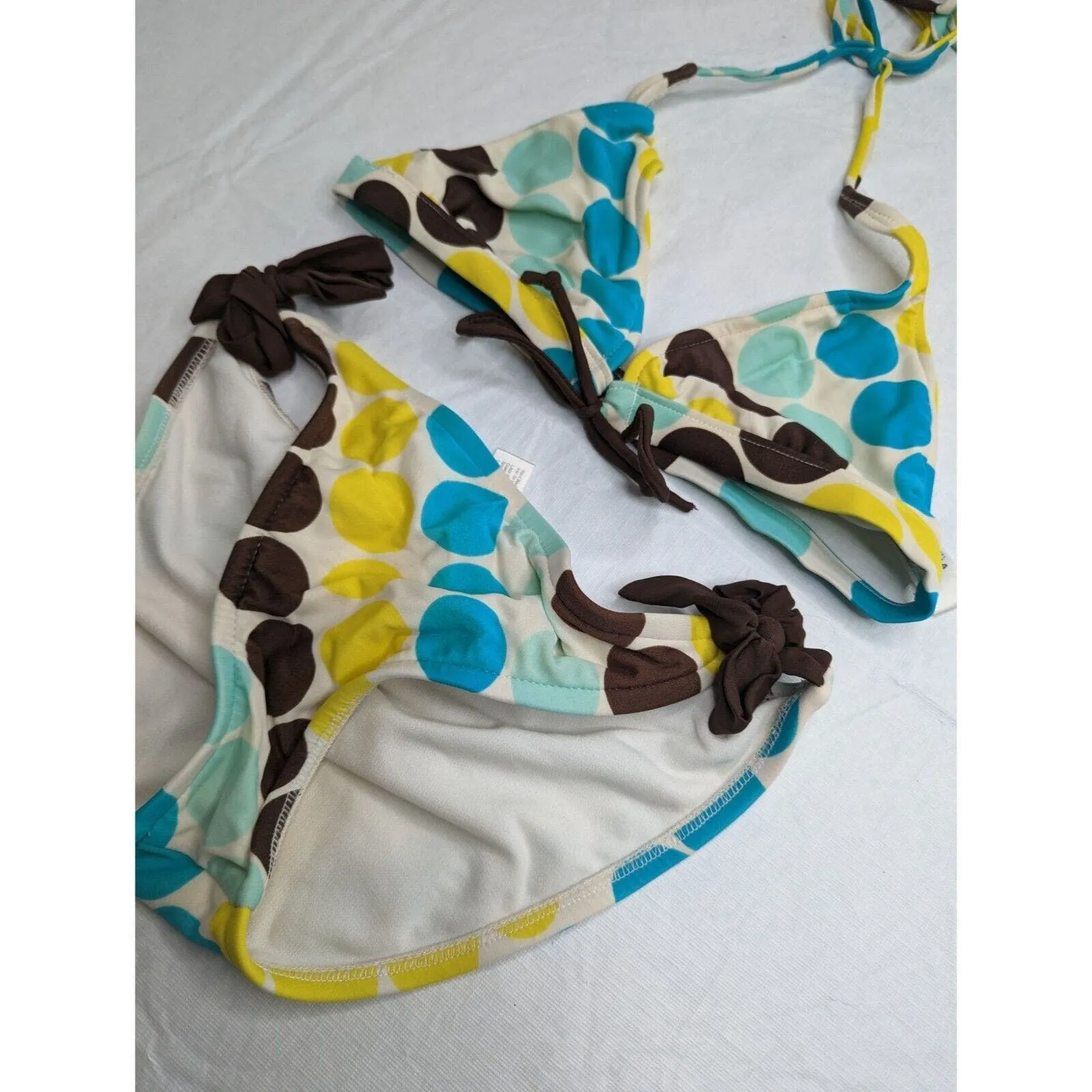 Arizona Jean Co Womens Sz S/M Bikini Swimsuit Set Polka Dot Blue