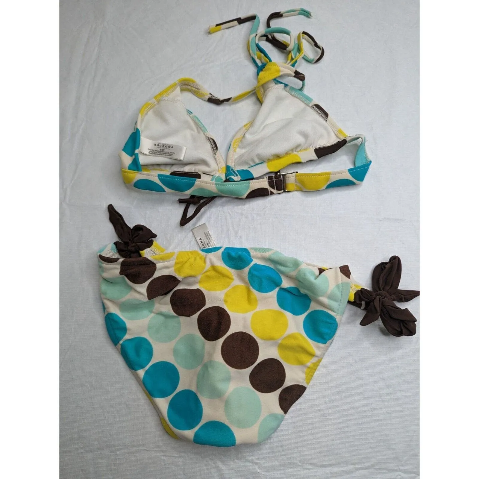 Arizona Jean Co Womens Sz S/M Bikini Swimsuit Set Polka Dot Blue