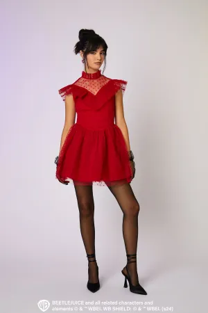 Beetlejuice Mesh Swiss Dot Mini Dress