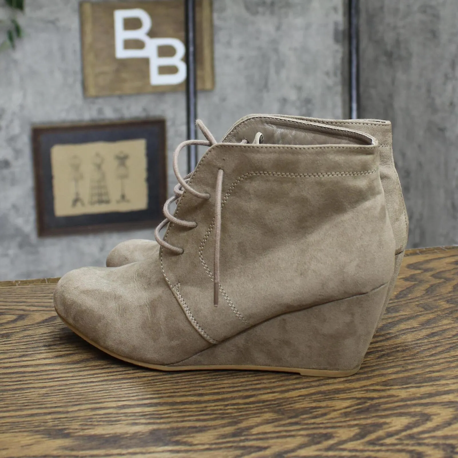 Charlotte Russe Womens Lace Up Wedges Shoes 1666735ca23cc4 Brown 8M