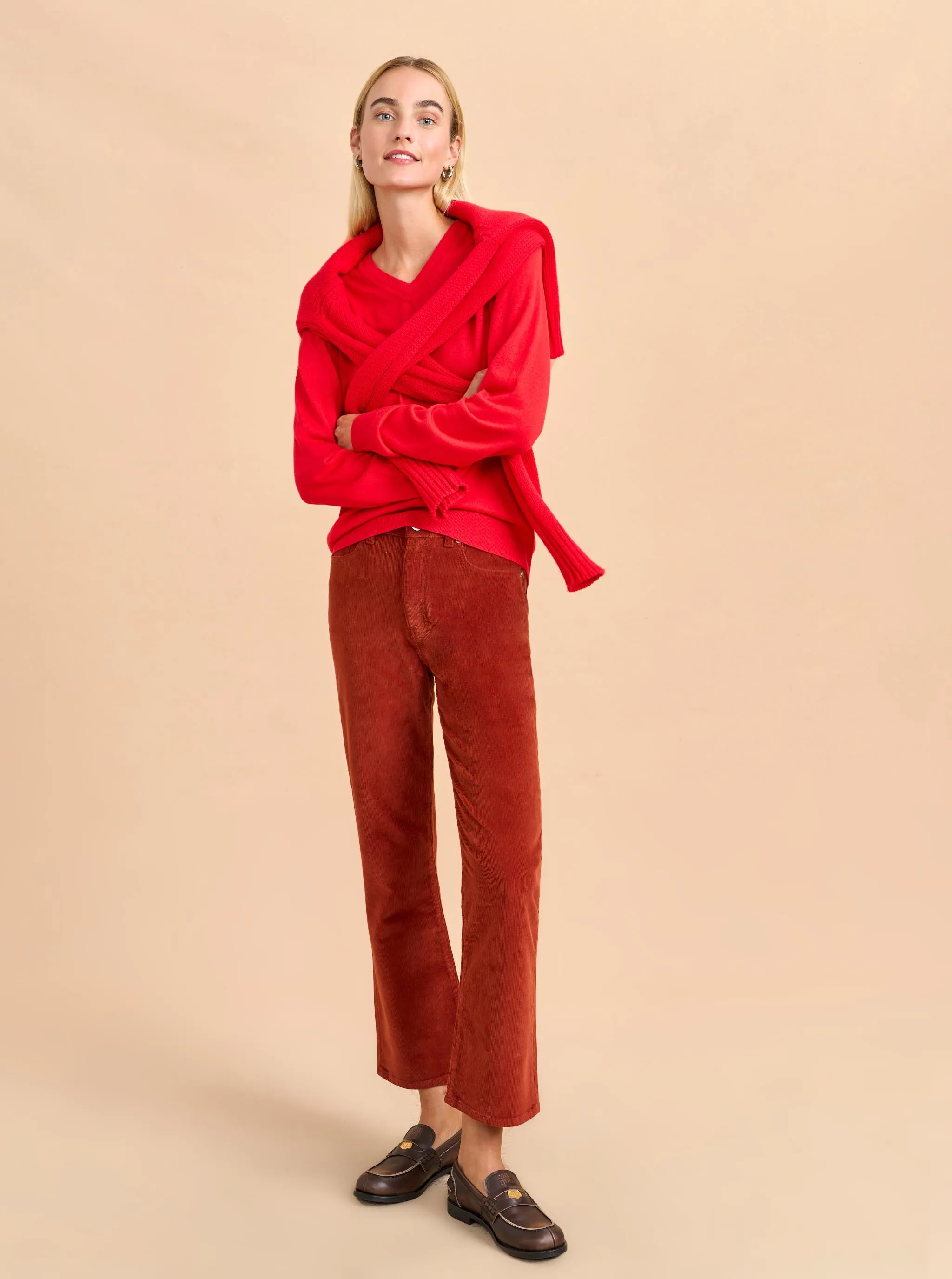 Meredith High-Rise Cropped Flare Corduroy Pant