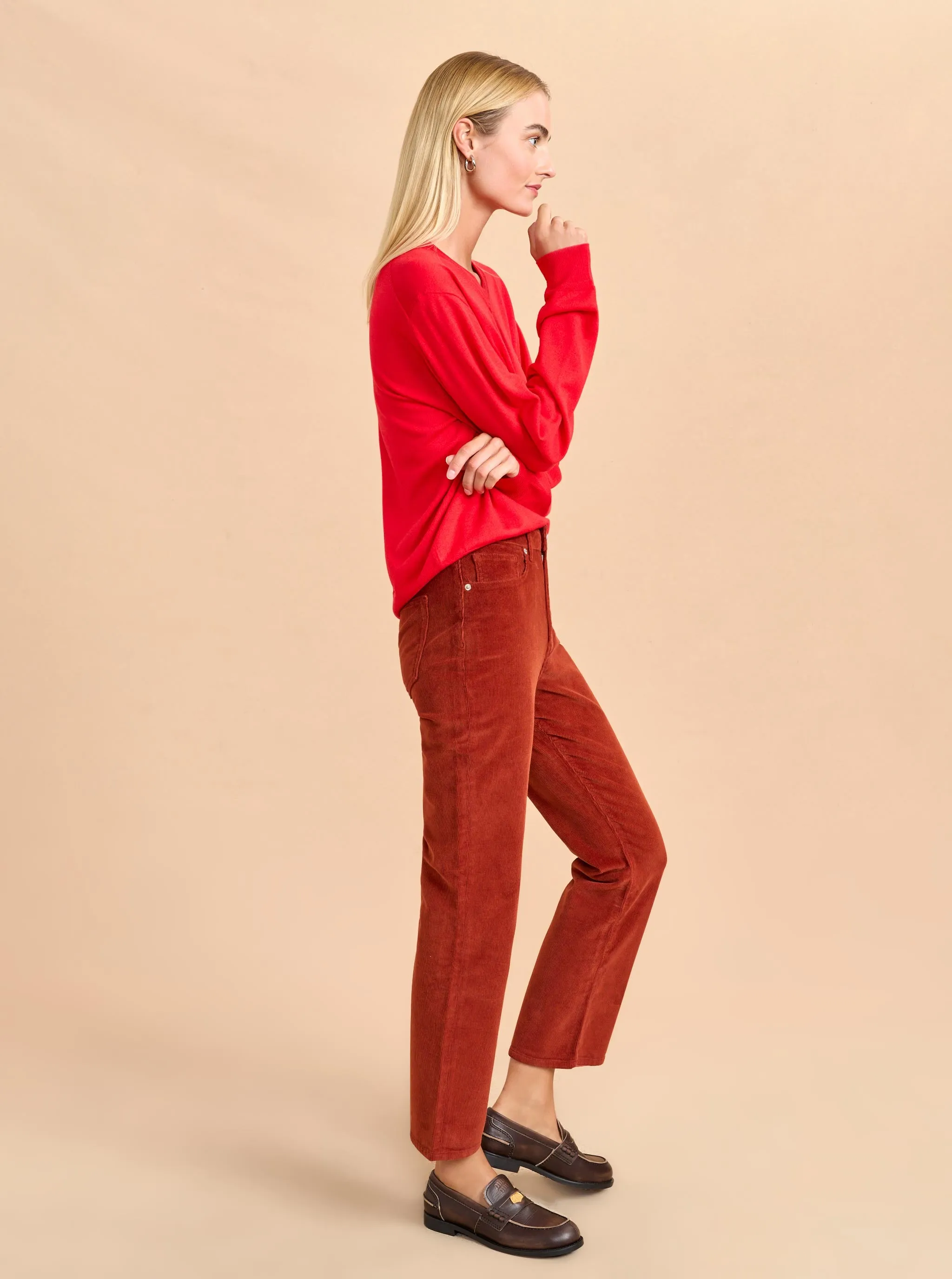 Meredith High-Rise Cropped Flare Corduroy Pant