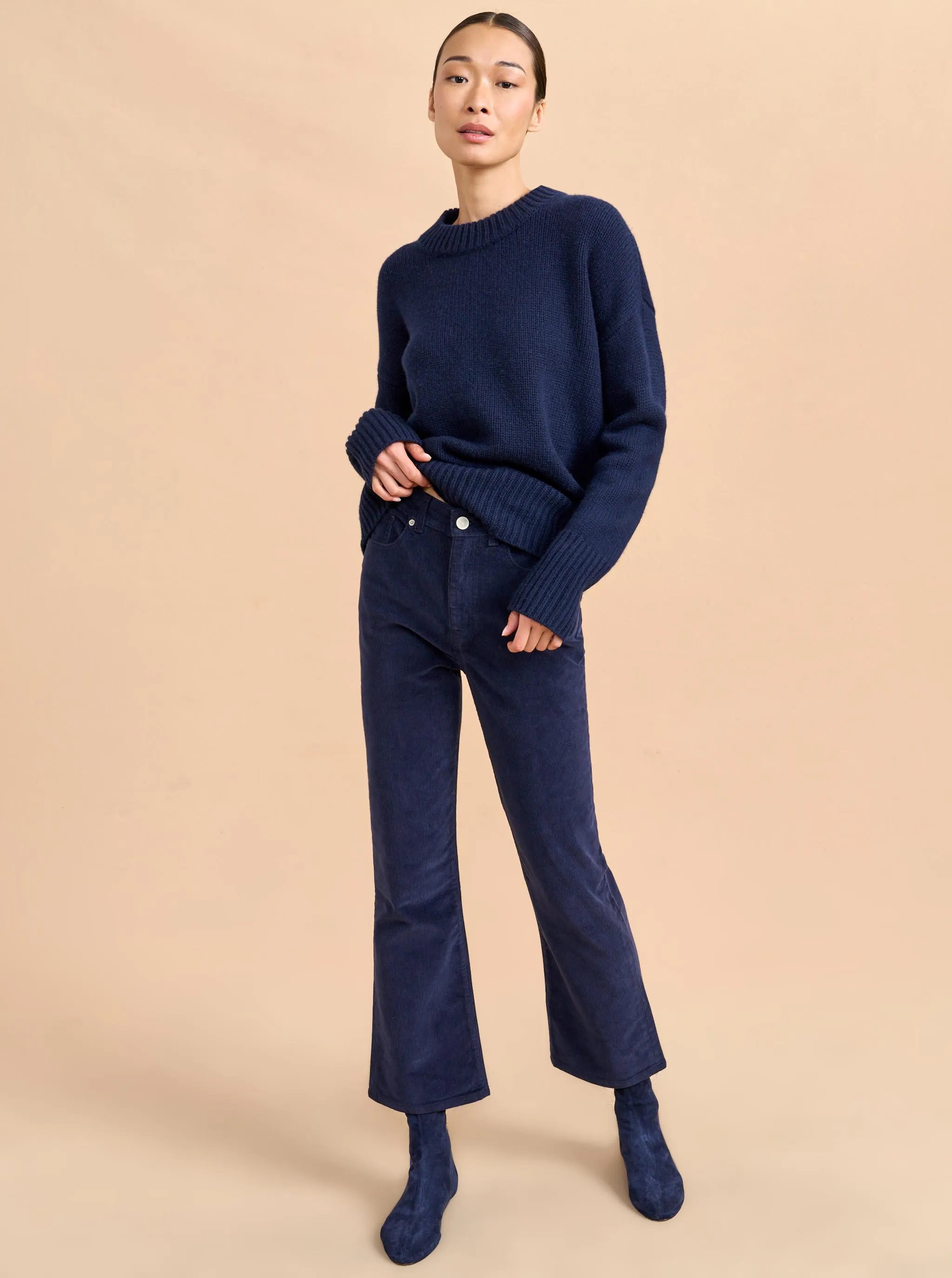 Meredith High-Rise Cropped Flare Corduroy Pant