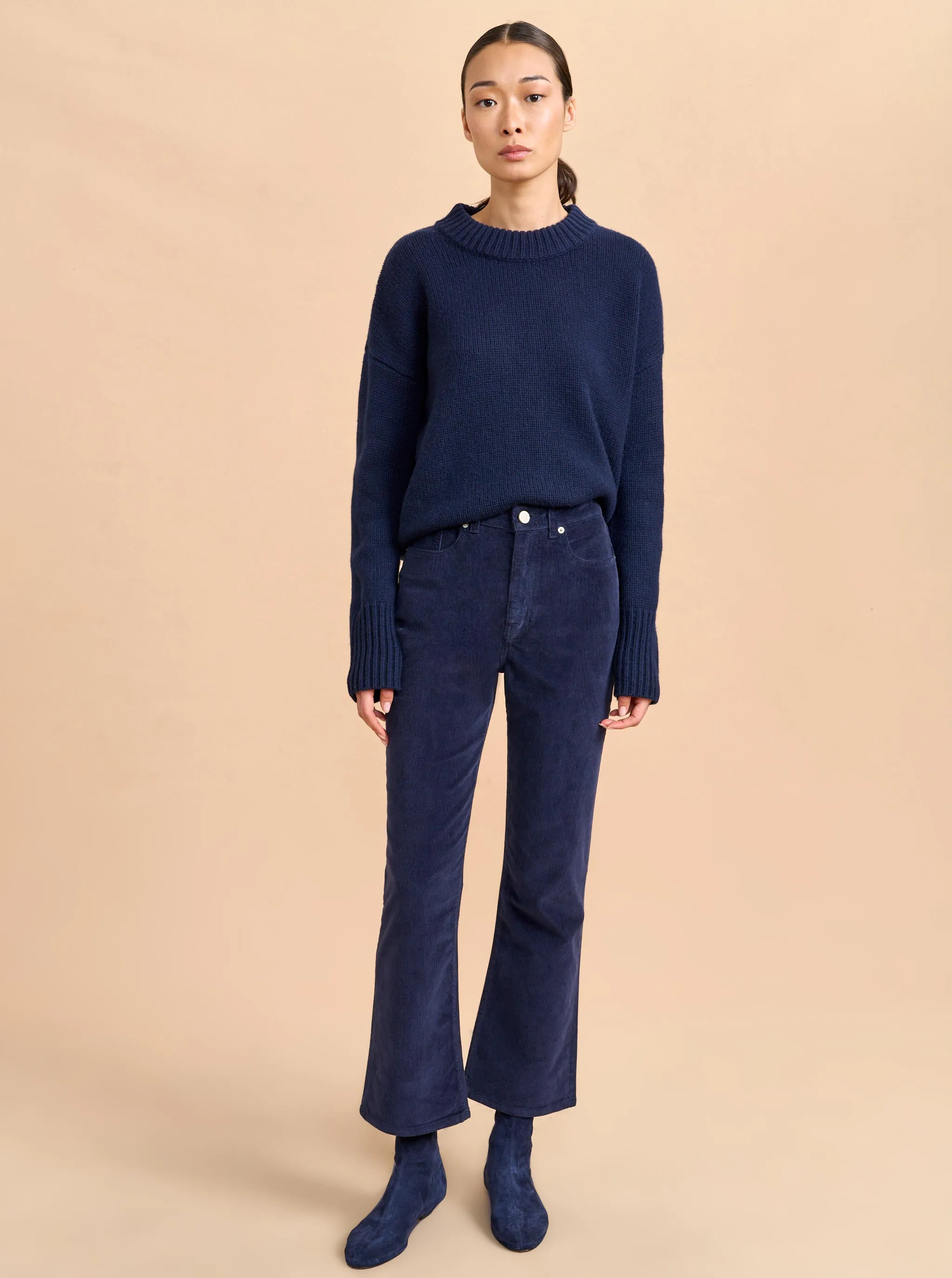 Meredith High-Rise Cropped Flare Corduroy Pant
