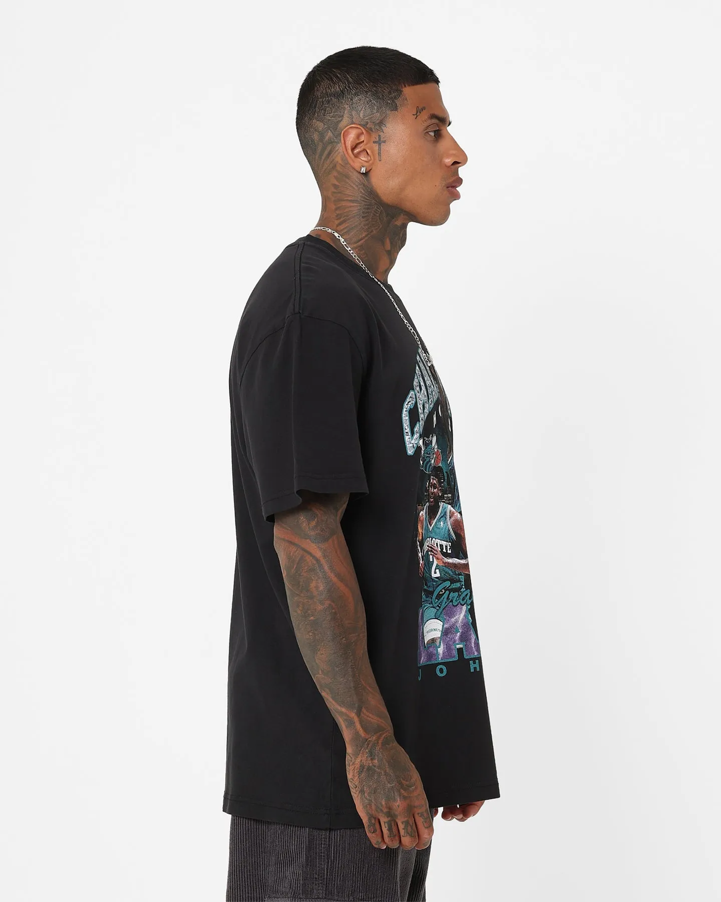 Mitchell & Ness Charlotte Hornets Larry Johnson Bling T-Shirt Black