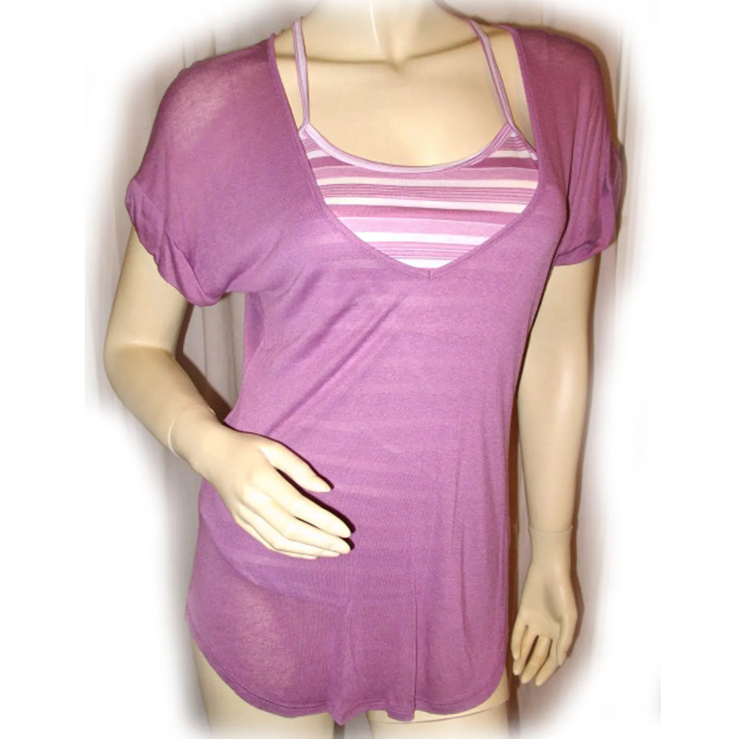 New Y2K Charlotte Russe Layered Tank Top Striped Purple Lavender Streetwear Chic