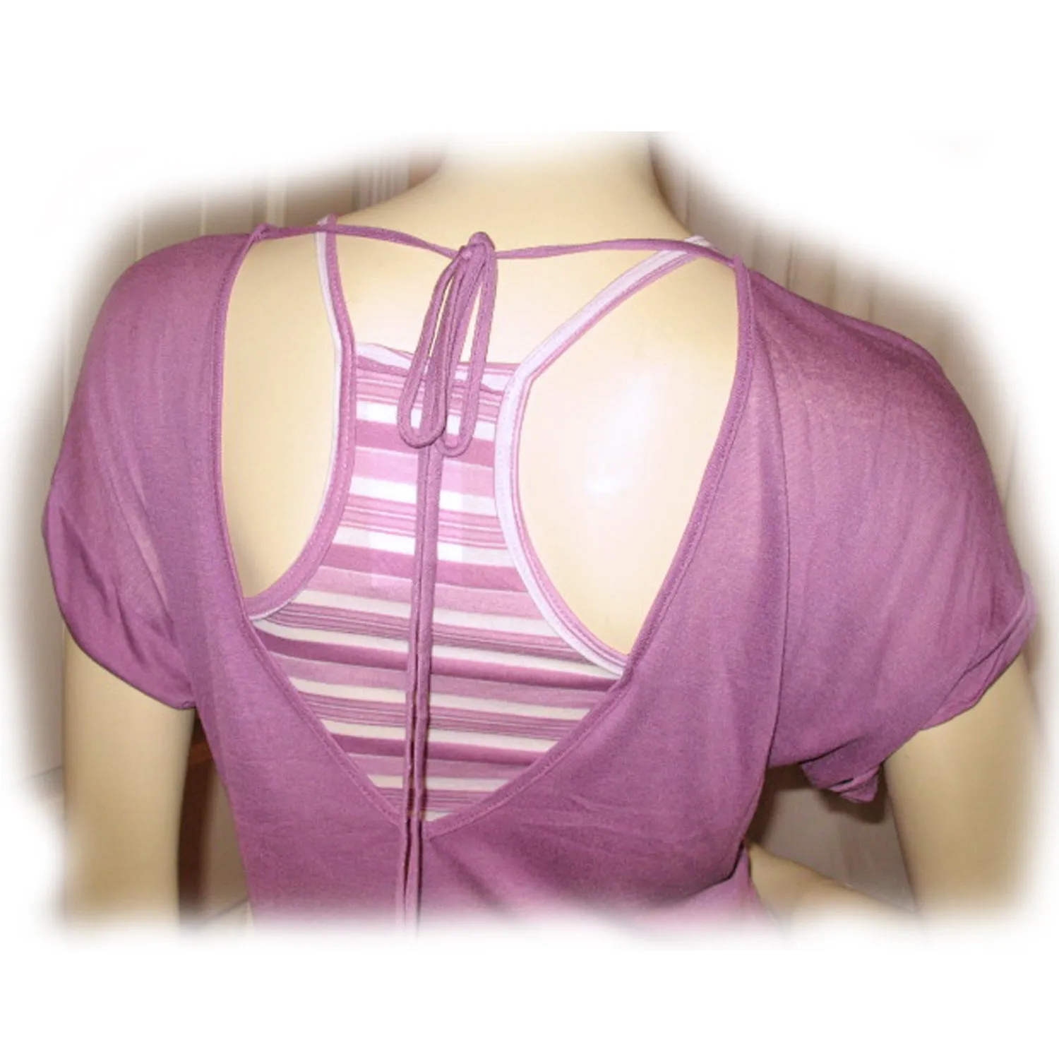 New Y2K Charlotte Russe Layered Tank Top Striped Purple Lavender Streetwear Chic