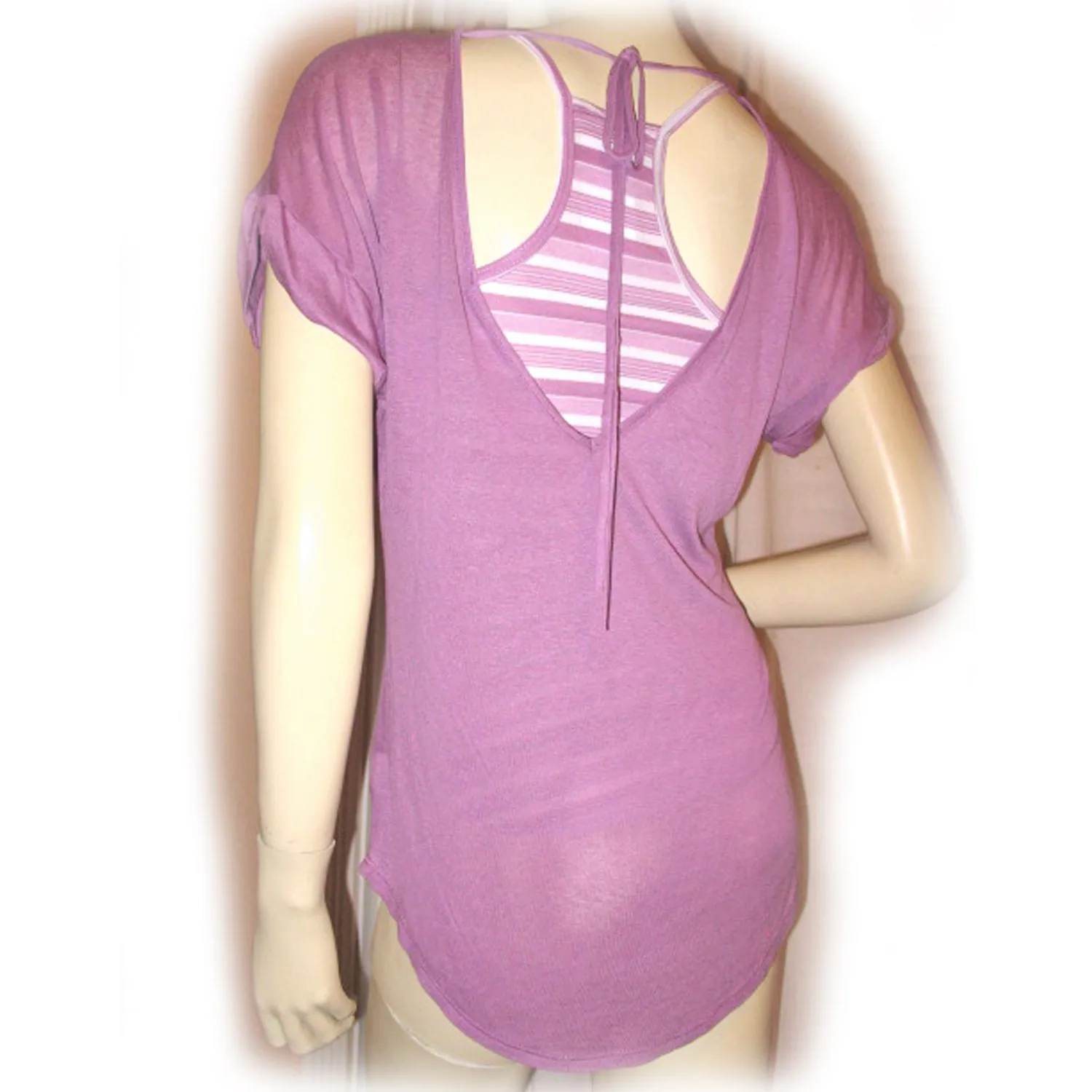 New Y2K Charlotte Russe Layered Tank Top Striped Purple Lavender Streetwear Chic
