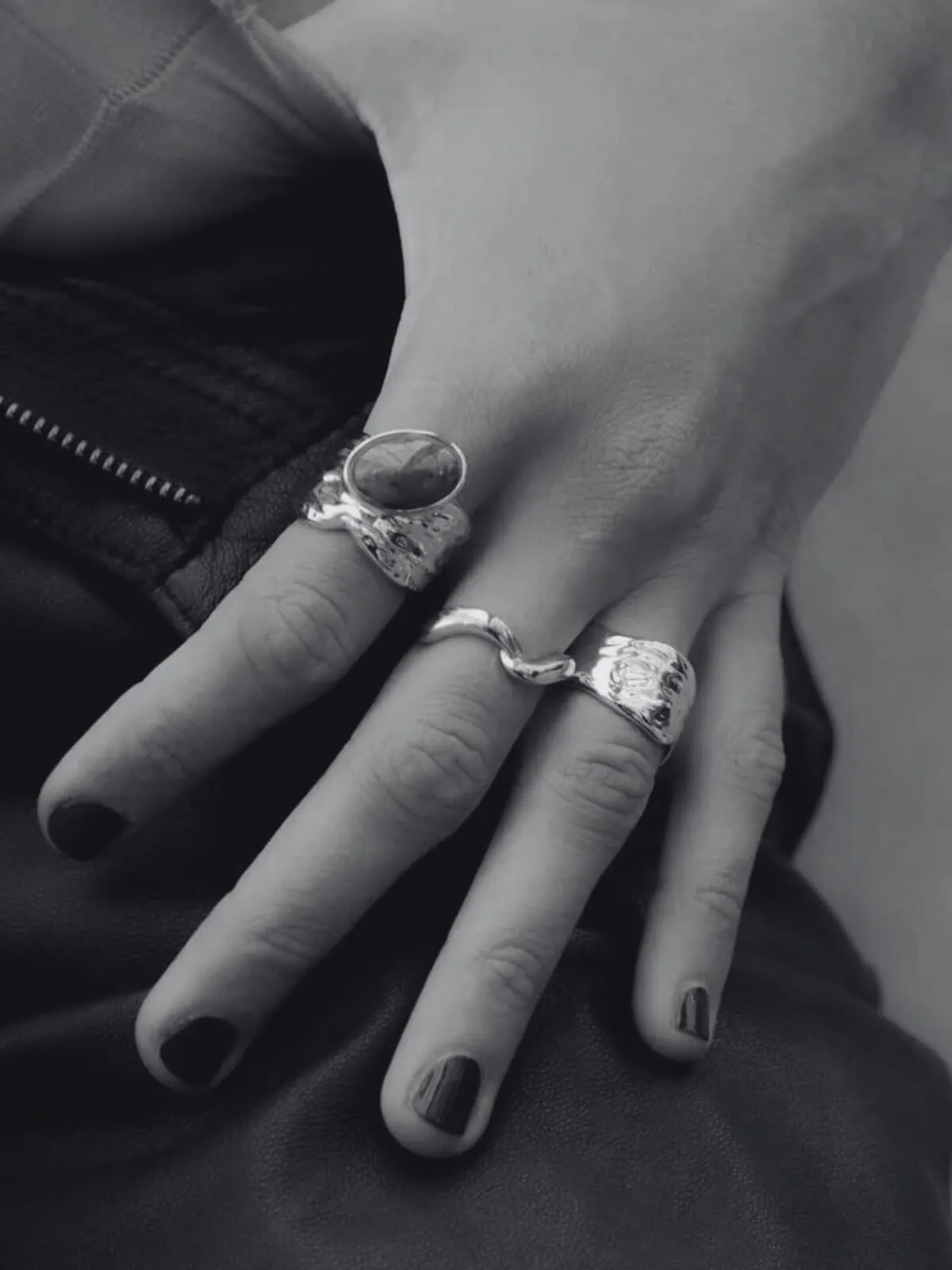 Oyster Shell Ring:  Sterling Silver