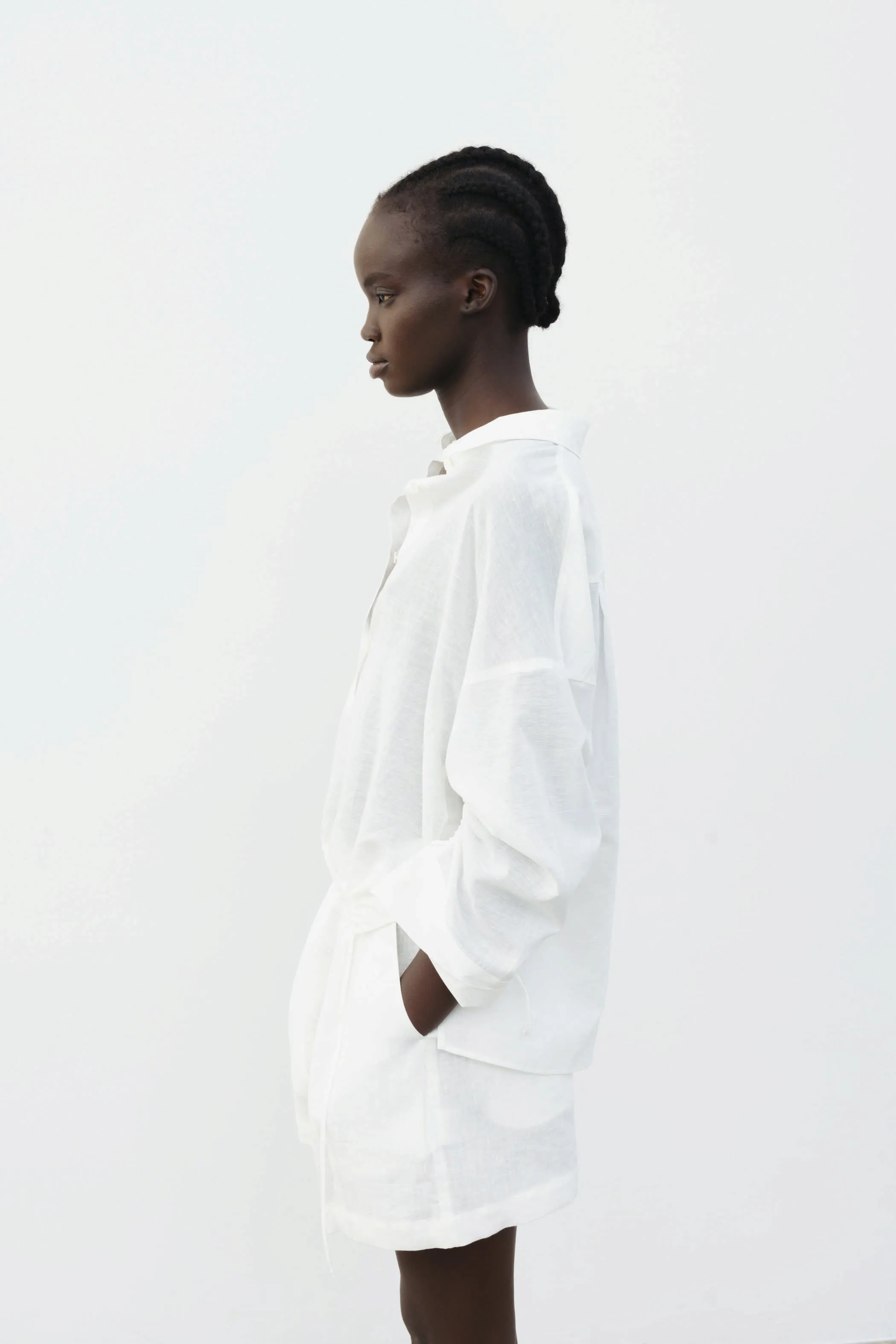 The Loom Long Sleeve Linen Shirt White