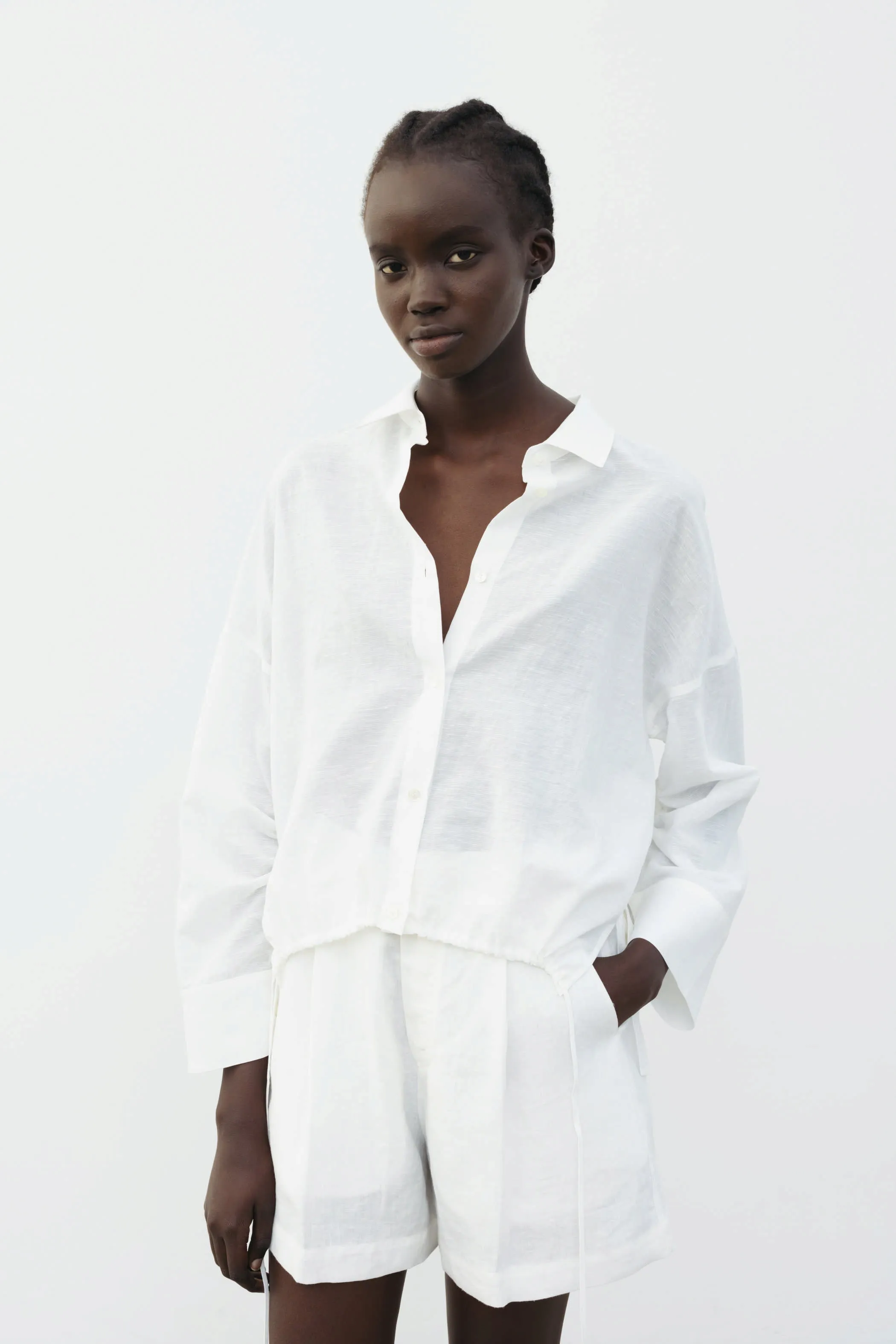 The Loom Long Sleeve Linen Shirt White