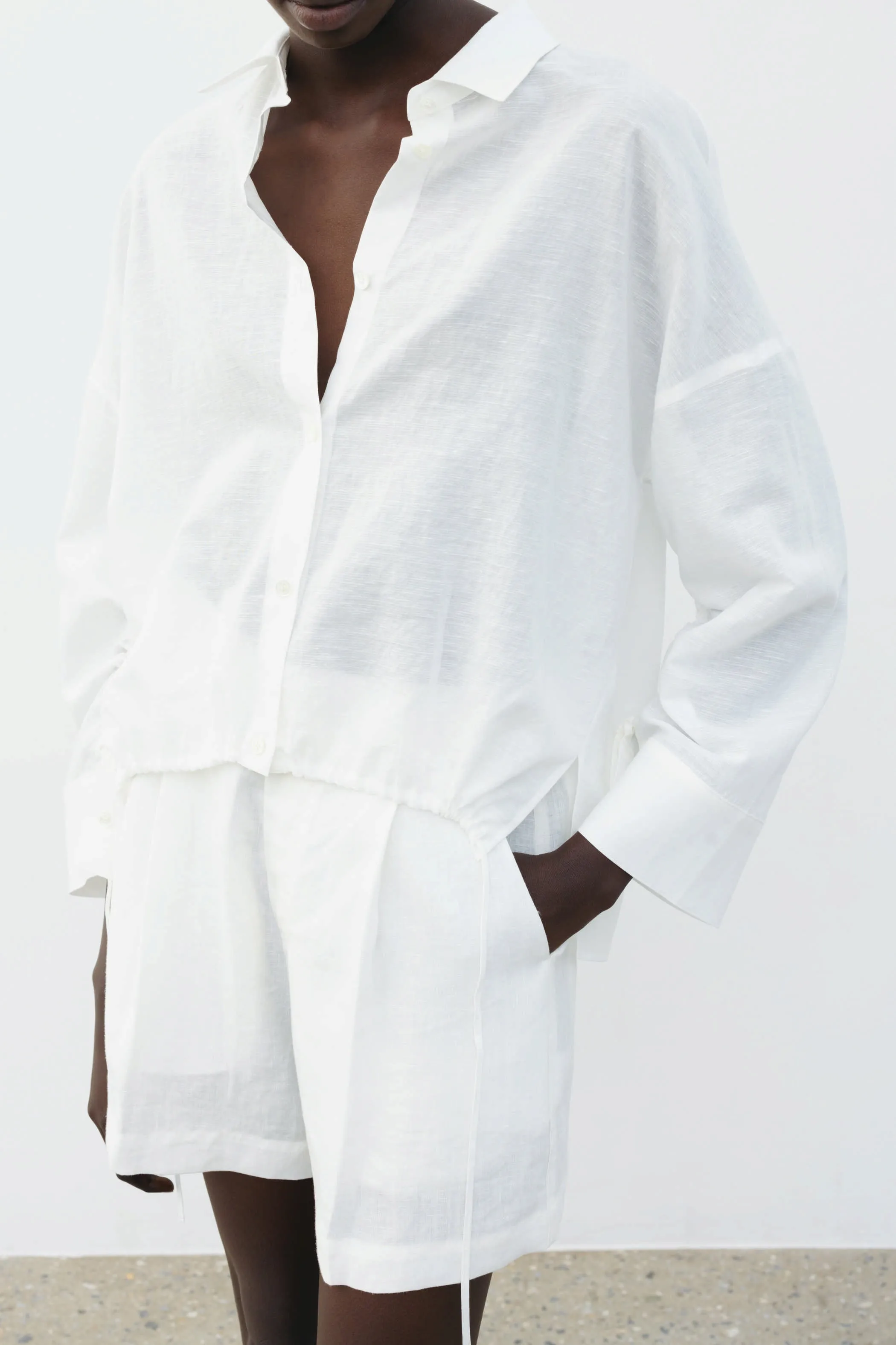 The Loom Long Sleeve Linen Shirt White