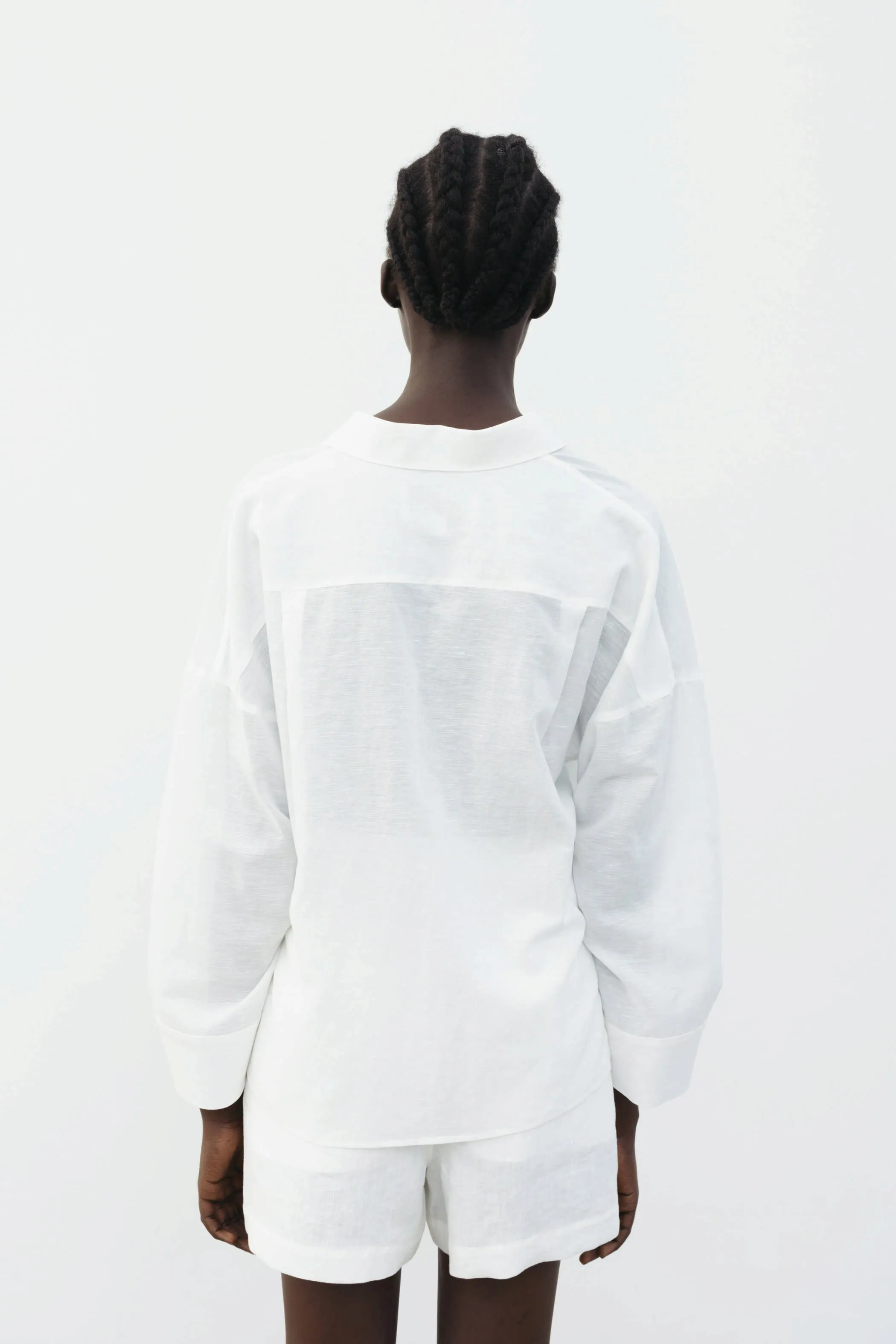 The Loom Long Sleeve Linen Shirt White