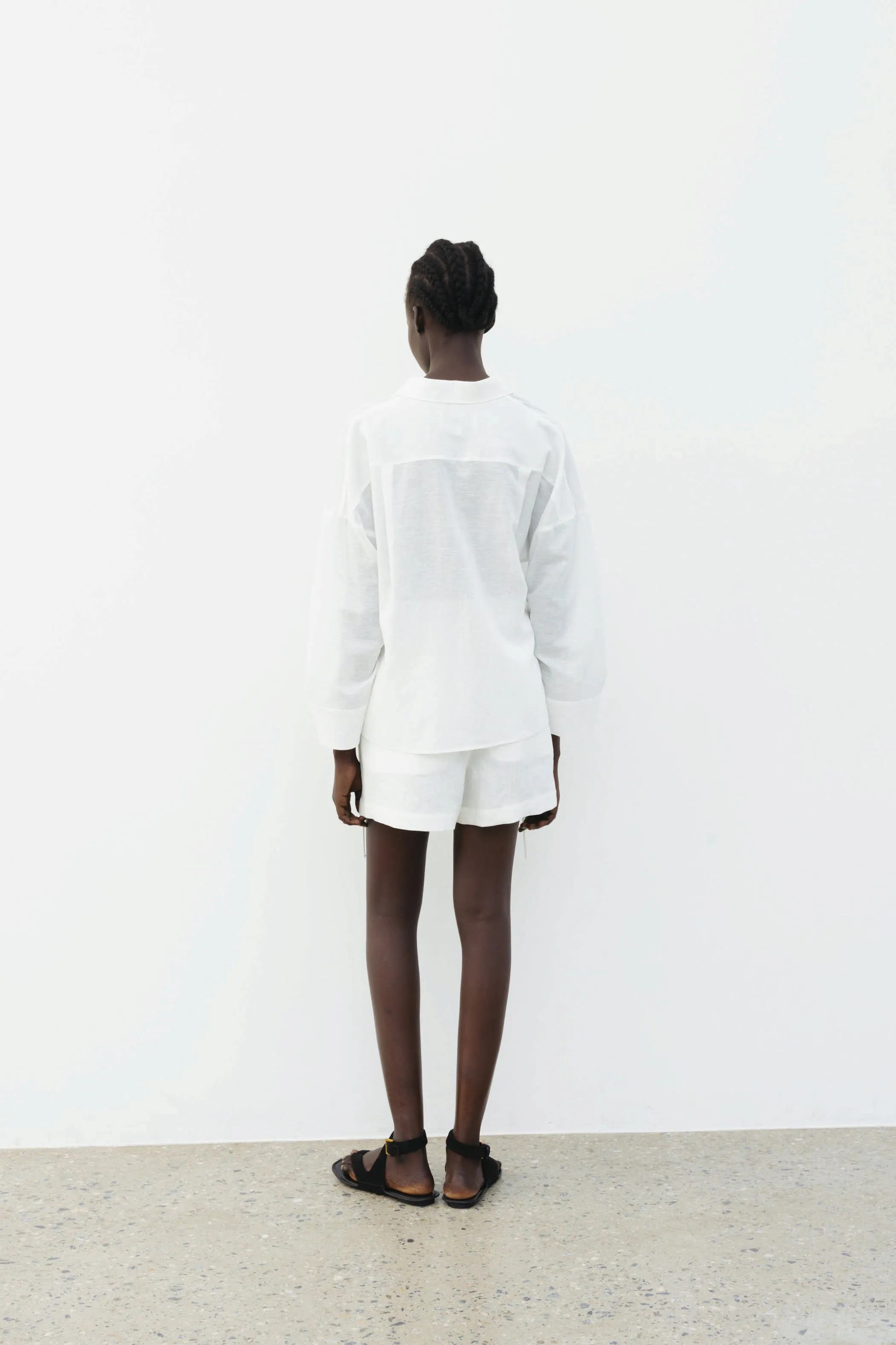 The Loom Long Sleeve Linen Shirt White