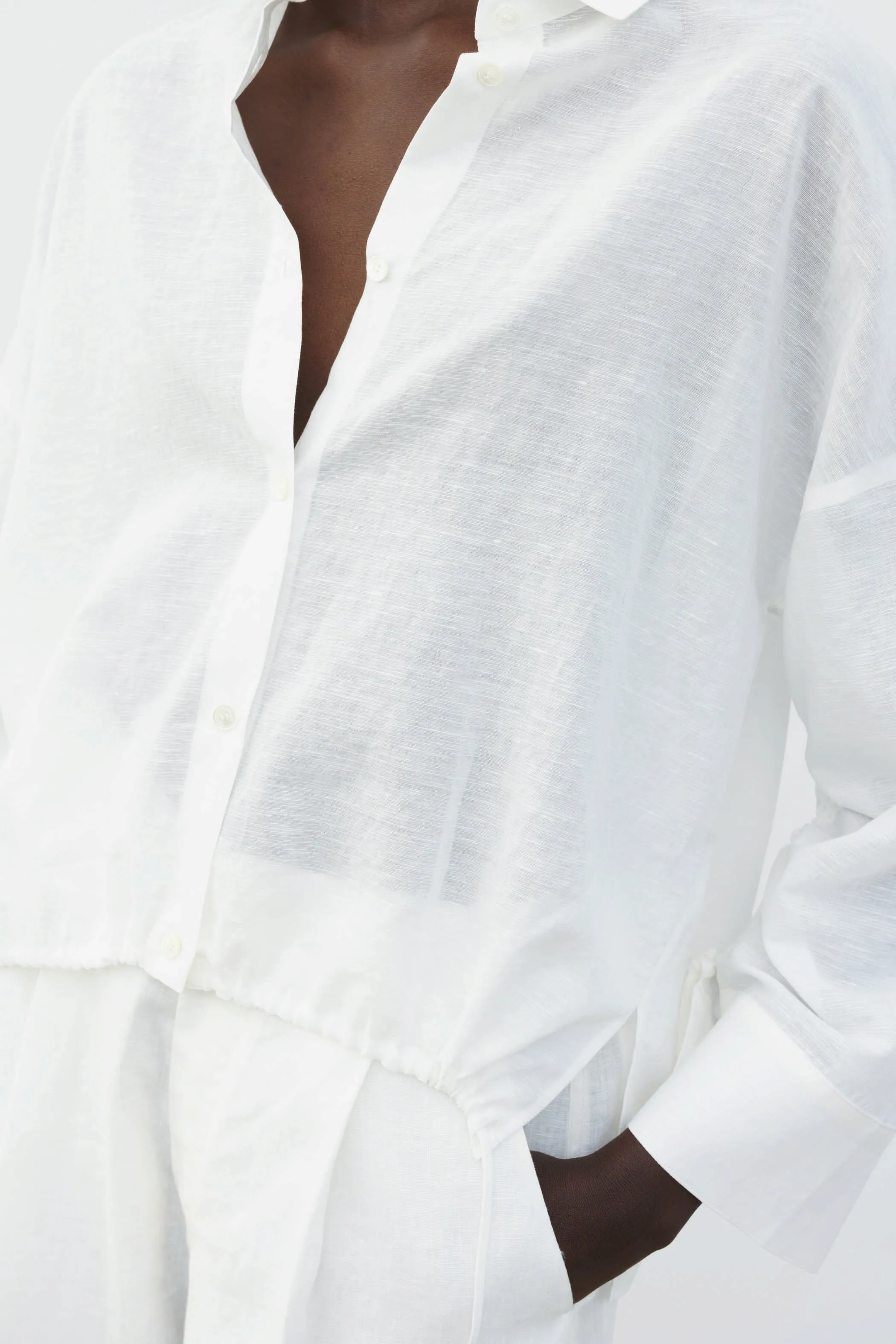 The Loom Long Sleeve Linen Shirt White