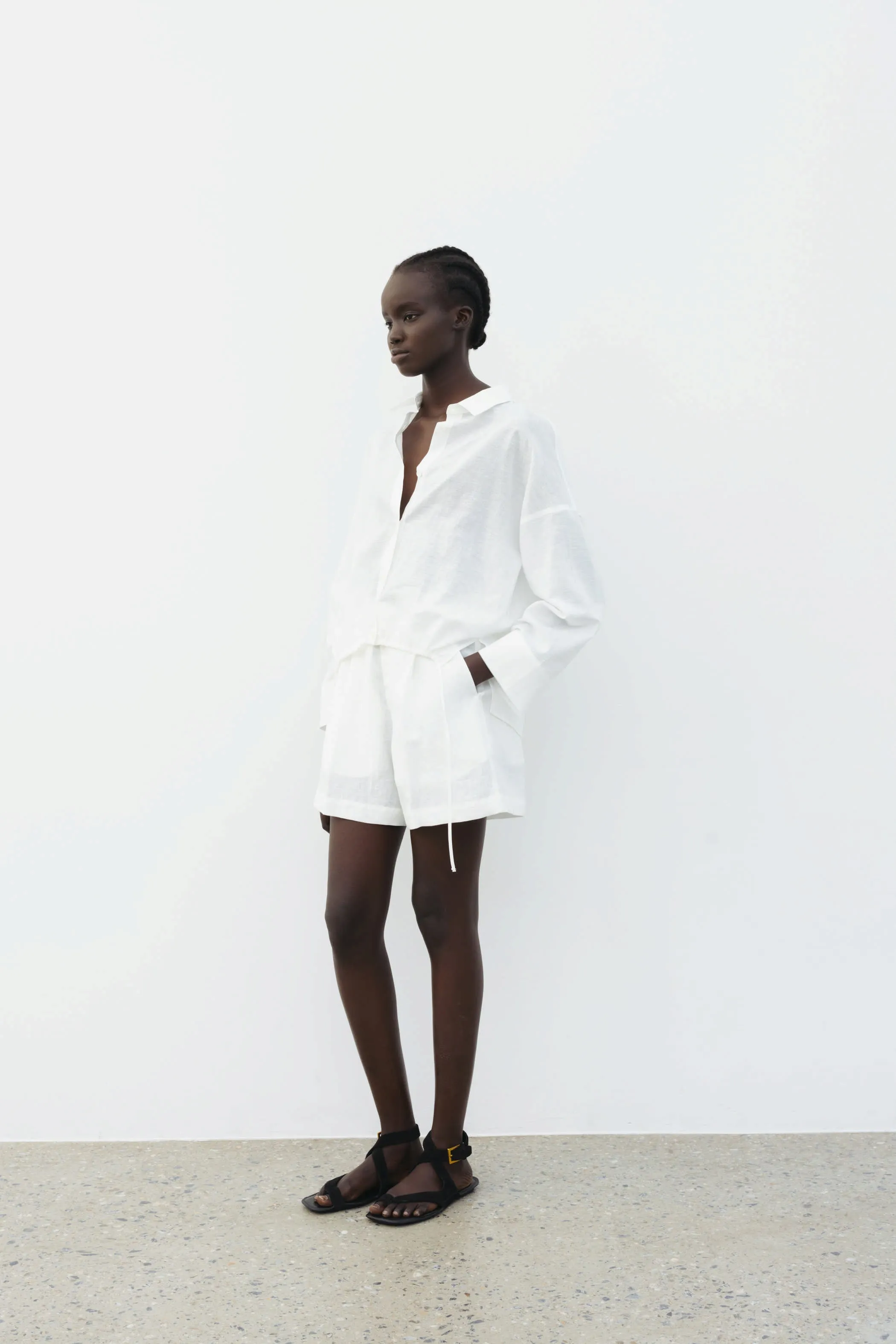 The Loom Long Sleeve Linen Shirt White