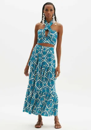 TOP AMARANTE CROPPED ESTAMPADO AZUL