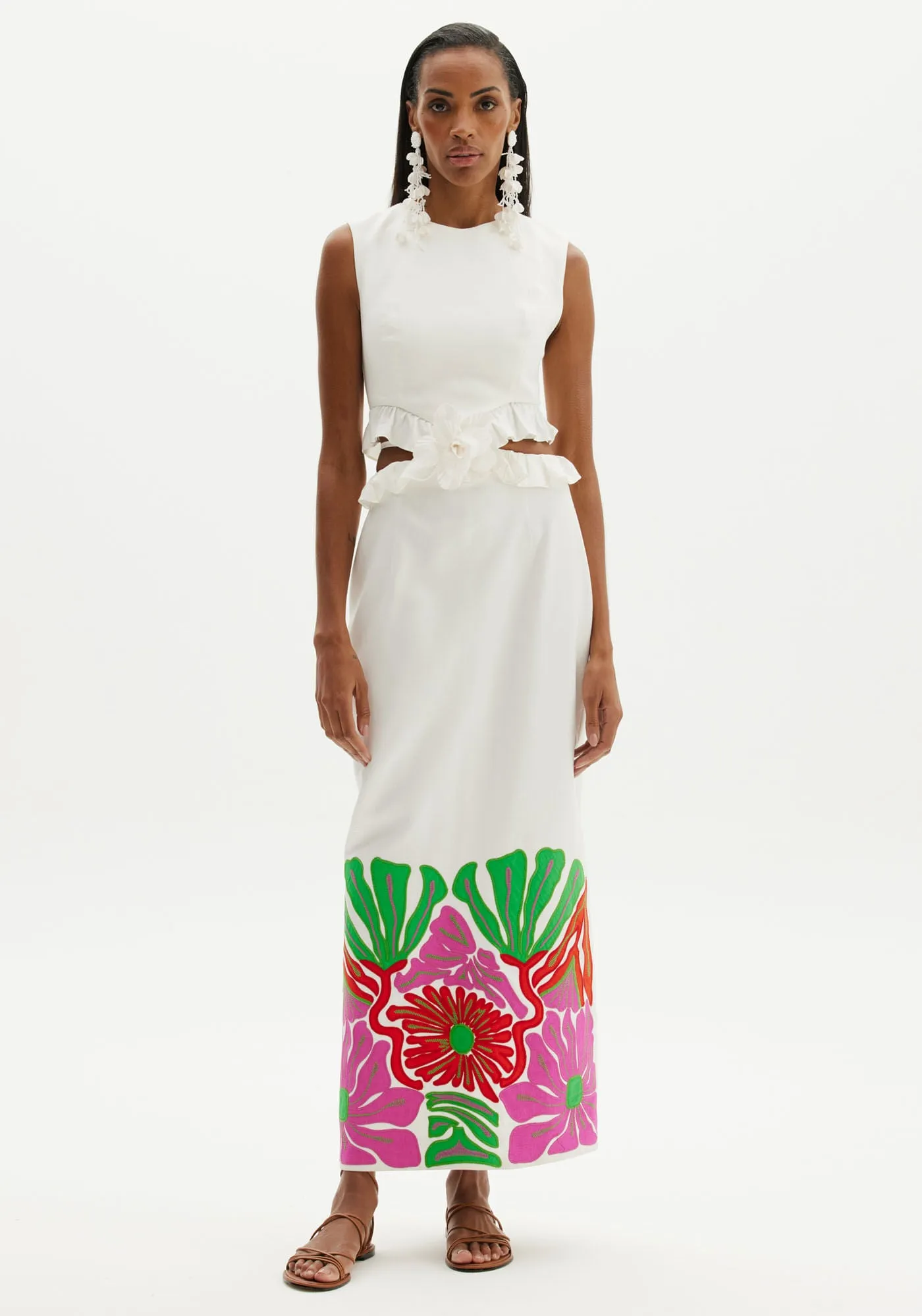 VESTIDO AMARANTE 502VE008651 MIDI BORDADO OFF WHITE