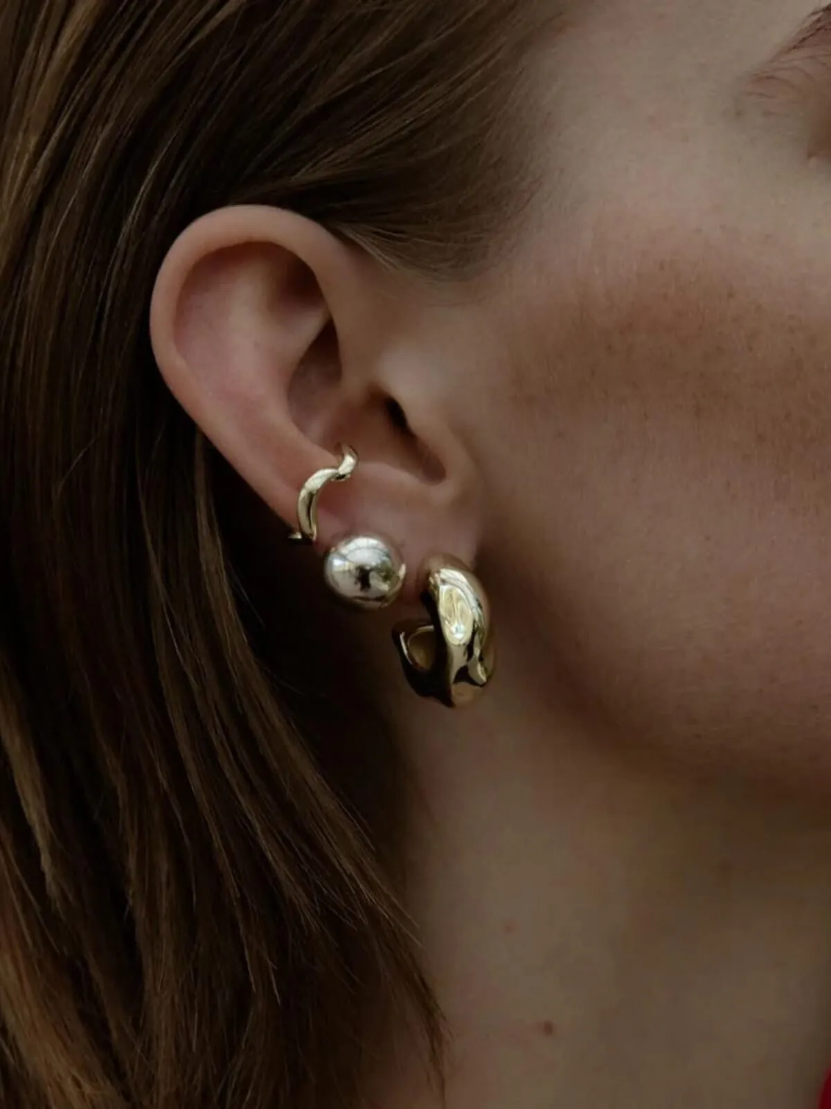 Wave Ear Cuff: Brass   18K Gold